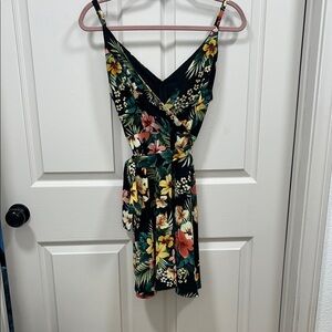 Iris Yellow and Orange Wrap Sundress Mini